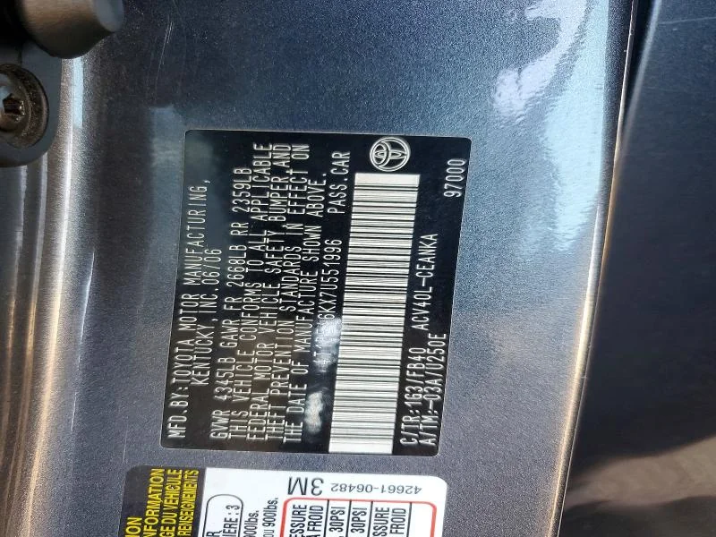 TOYOTA CAMRY 2007 photo 13