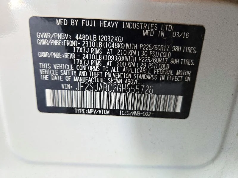 SUBARU FORESTER 2016 photo 12