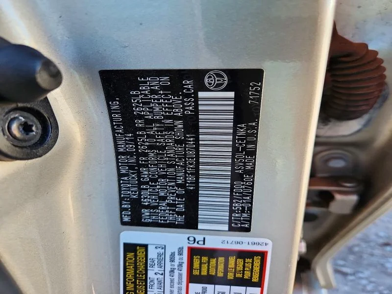 TOYOTA CAMRY 2014 photo 12